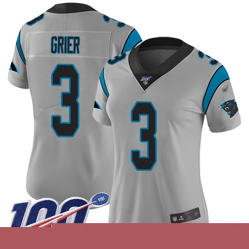 Carolina Panthers Limited Silver Women Will Grier Jersey NFL Football #3 100th Season Inverted Legend